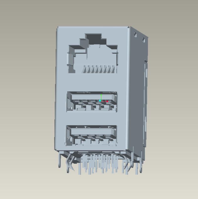 EAST-RJU32-0006-P  RJ45帶燈（左黃右綠）+雙層USB 3.0