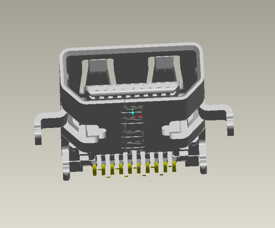HDMI D TYPE沉板板上H2.25端子前插后貼外殼四腳DIP