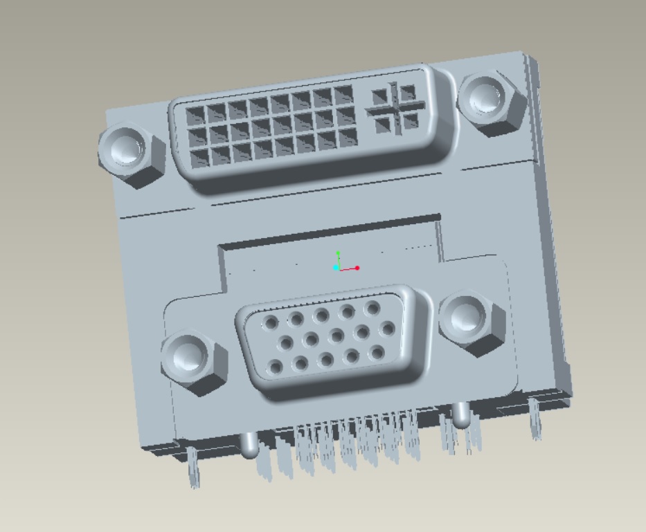 EAST-V46SCP2A1AF 雙層DVI 24+5P上+VGA 15P母頭下間距1.5上8下7) 有后蓋鉚合螺絲