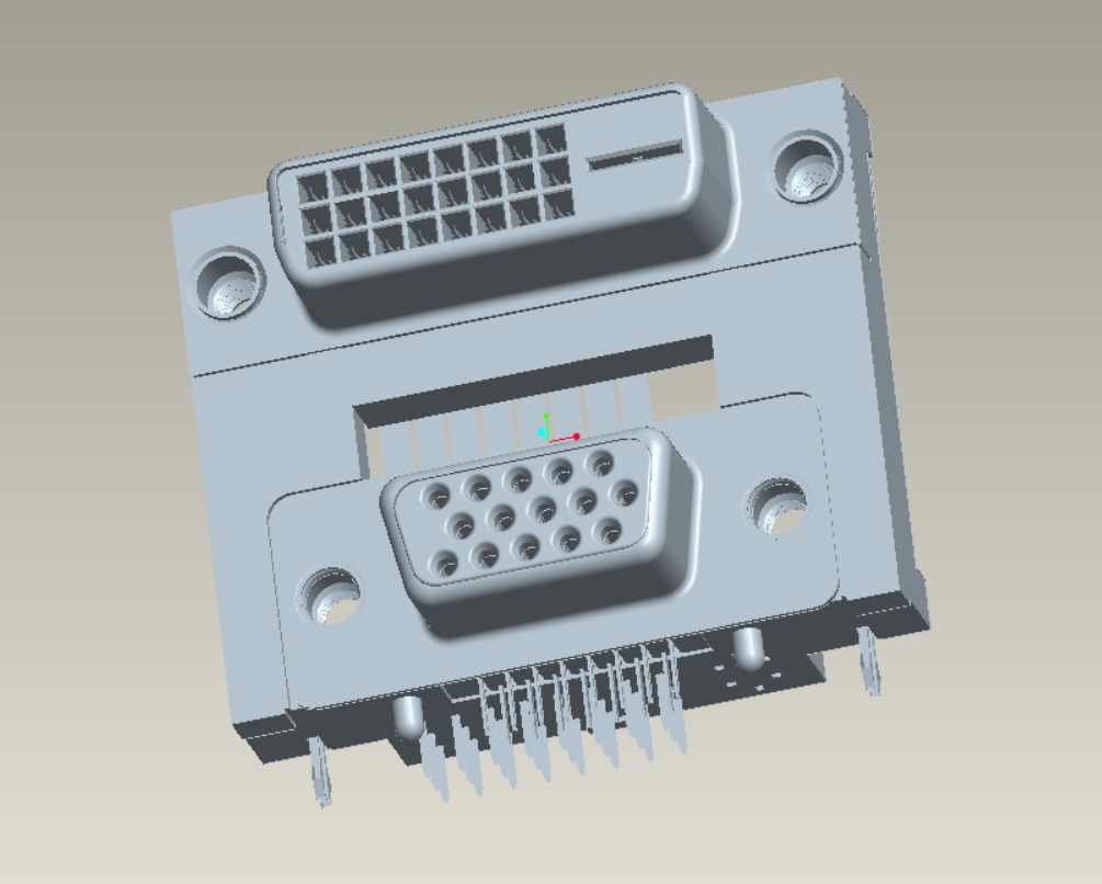 EAST-V26SCA1A1AF 雙層DVI 24+1P上+VGA 15P母頭下間距1.5上8下7無(wú)后蓋鉚合螺絲