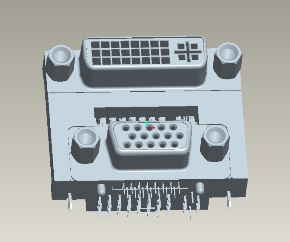 EAST-V46SCA1A1AF 雙層DVI 24+5P上+VGA 15P母頭下間距1.5上8下7) 無(wú)后蓋鉚合螺絲
